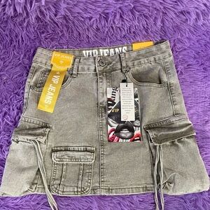 VIP Jeans Gray Cargo Skirt
